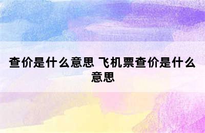 查价是什么意思 飞机票查价是什么意思